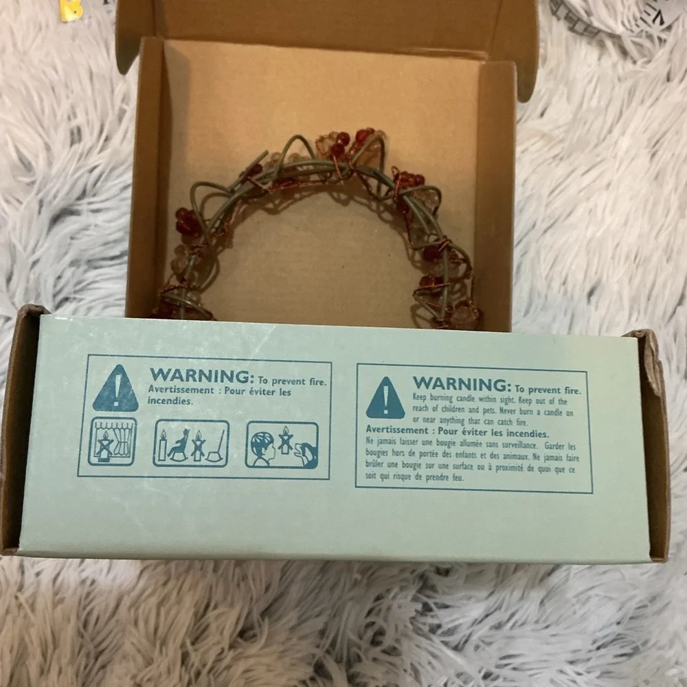 PartyLite Gemstones Beaded Candle Ring 3-4” P7834 — Red Amber Gold, Gift Ready - Picture 2 of 7